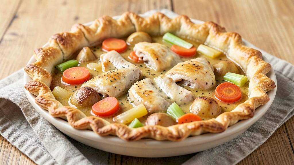 Semi-Homemade Chicken Pot Pie Recipe: Flaky Lattice Crust Over Savory Gravy Magic
