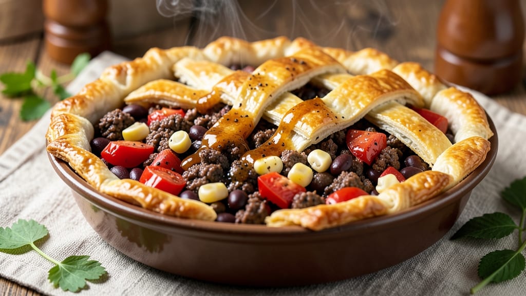 Chilli Pot Pie Recipe: Hearty Spiced Meat and Veggie Hugged in Golden Crust