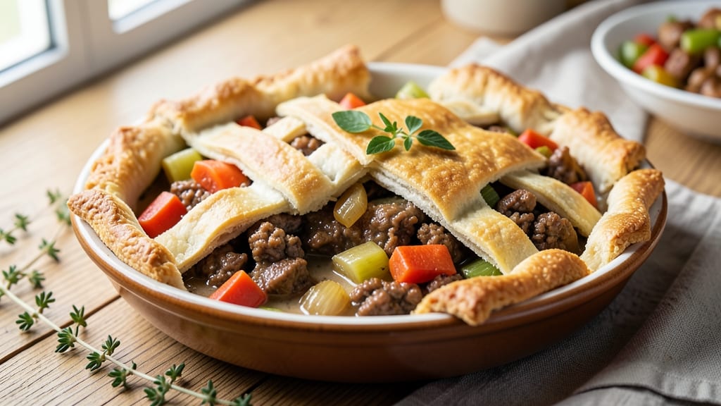 Turkey Pot Pie With Biscuit Crust Recipe: Savory Gravy and Flaky Top in One Dish