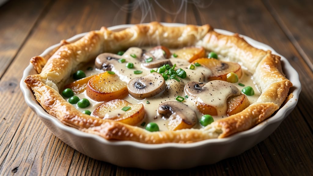 Potato Pot Pie Recipe Vegetarian: Savory Mushroom and Pea Filling in Flaky Crust
