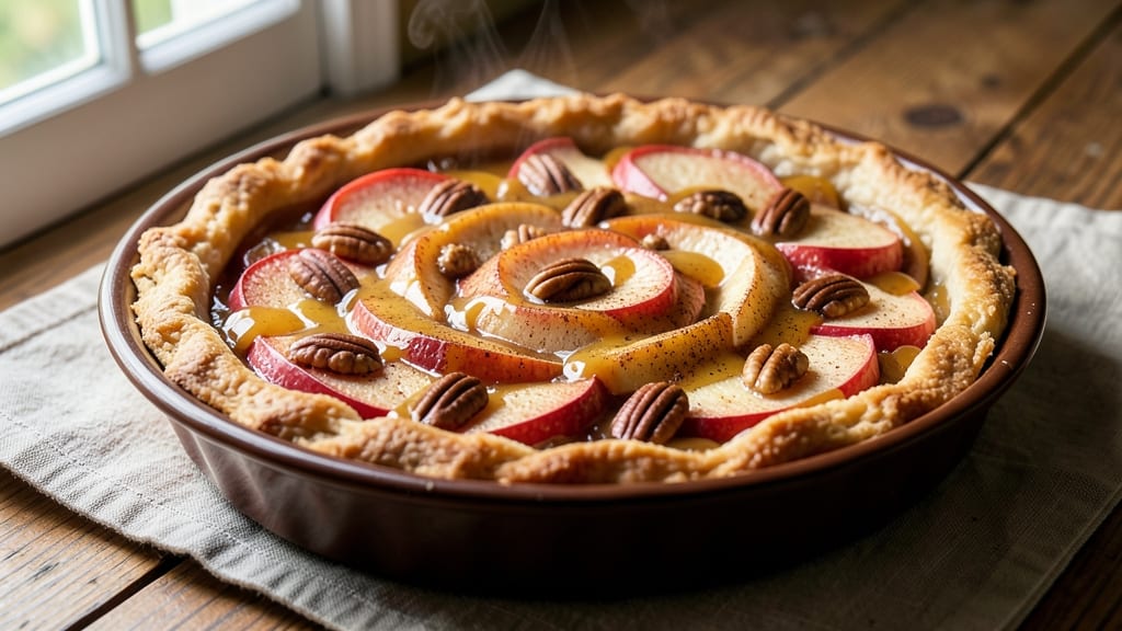 Apple Caramel Nut Pie Recipe: Spiced Filling With Crunchy Nut Topping Magic