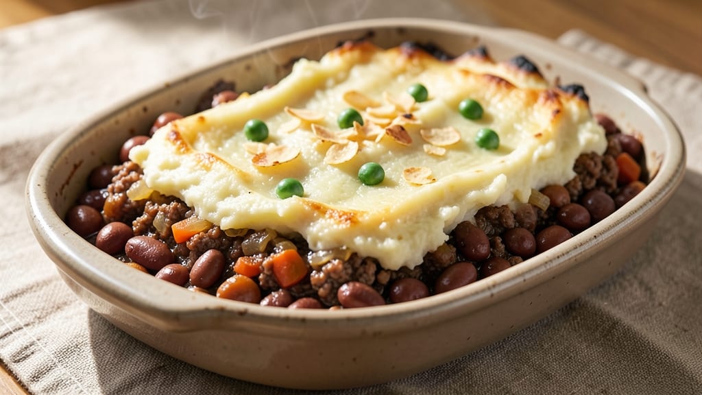 Shepherd's Pie Recipe With Baked Beans: Mashed Potato Crust Meets Smoky Beans and Meat