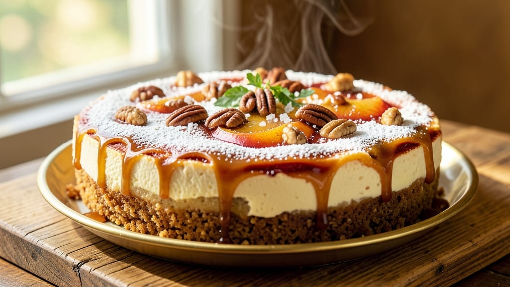 Apple Pecan Pie Cheesecake Recipe: Crunchy Nut Topping Meets Silky Cream Filling