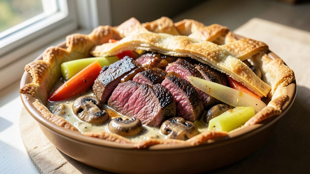 Steak and Mushroom Pot Pie Recipe: Savory Crust Sealed With Foil Magic
