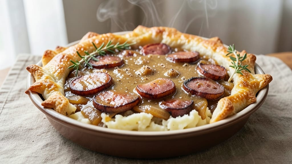 Sausage And Gravy Pot Pie Recipe: Flaky Crust Envelops Savory Filling