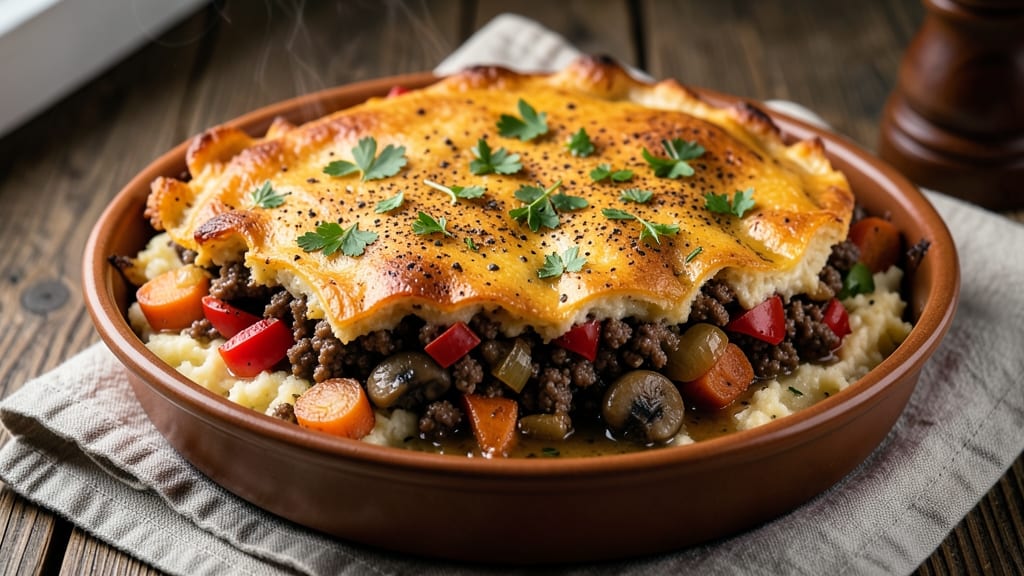 Shepherd's Pie Recipe With Sweet Potato Mash: Golden Top, Savory Meat Below
