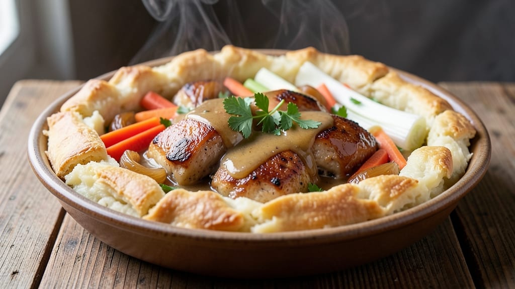 Pot Pie With Mashed Potato Crust Recipe: Savory Gravy Hugged by Creamy Potato Layers